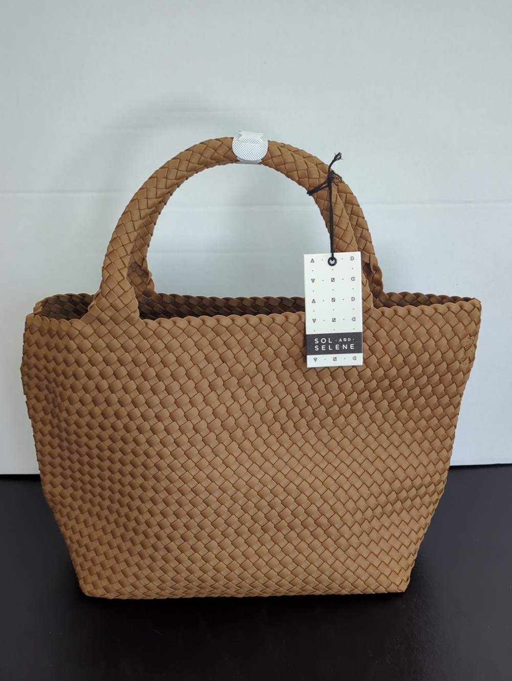 Sol and Selene Sky's The Limit Medium Tote Neoprene Tan Sand Crossbody Bag - Picture 6 of 8